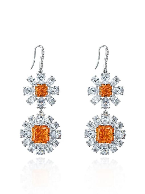 Color changing rose orange [E 0623] 925 Sterling Silver High Carbon Diamond Geometric Luxury Hook Earring